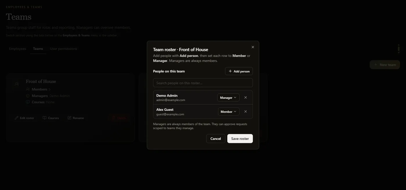 my team — existing dark-mode demo capture.