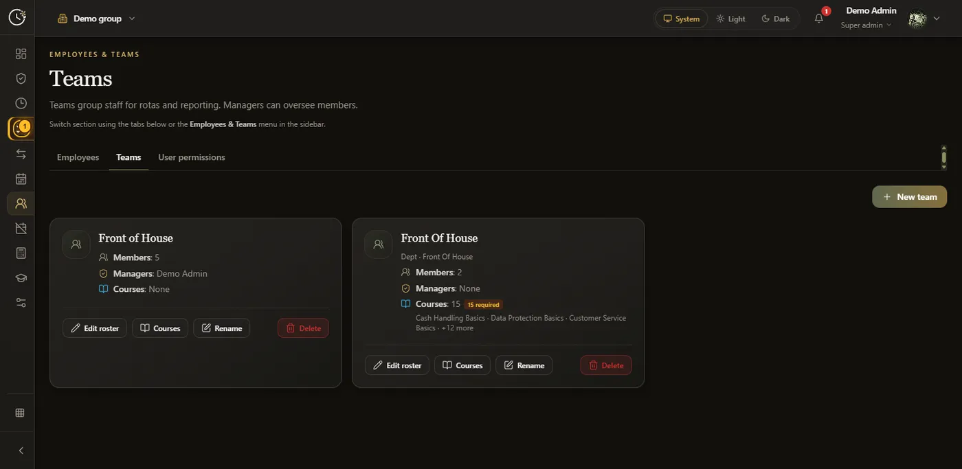 teams — existing dark-mode demo capture.