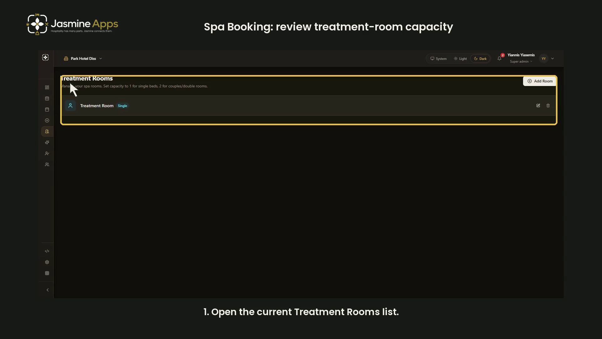 Spa Booking: review treatment-room capacity