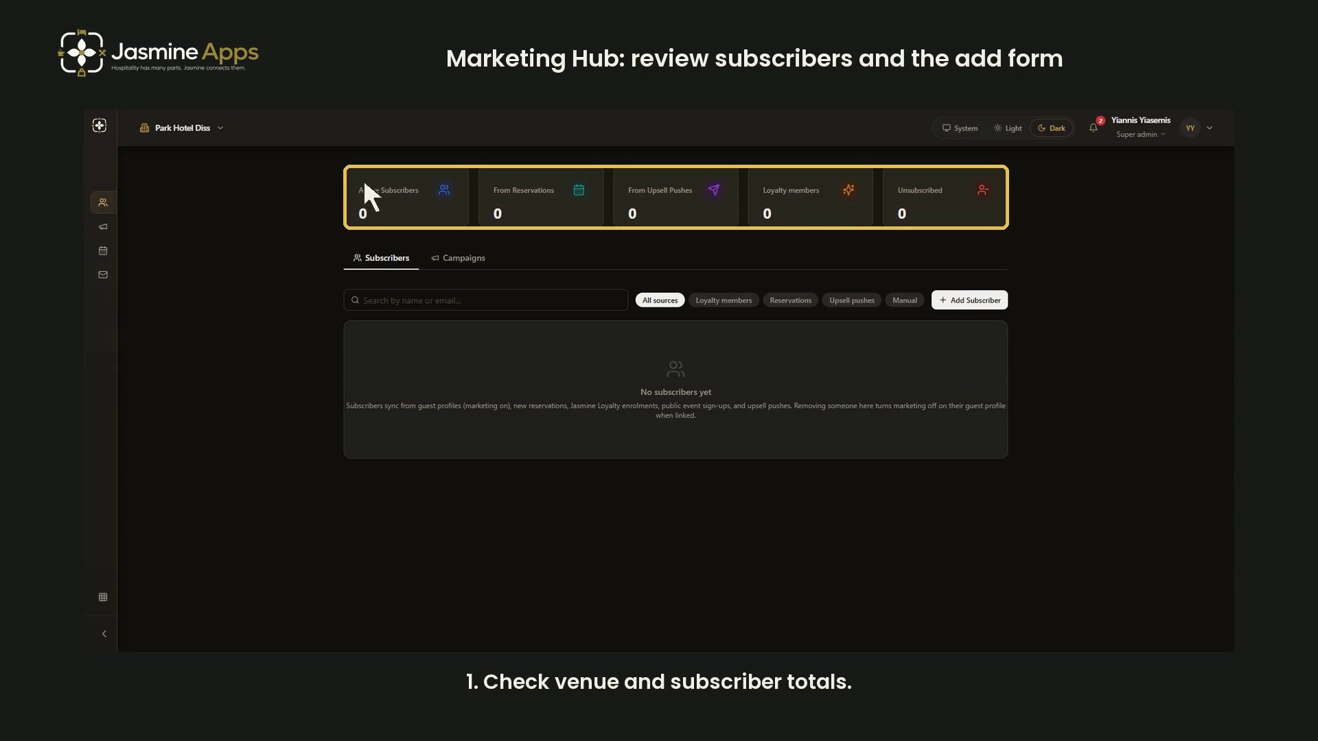 Marketing Hub: review subscribers and the add form