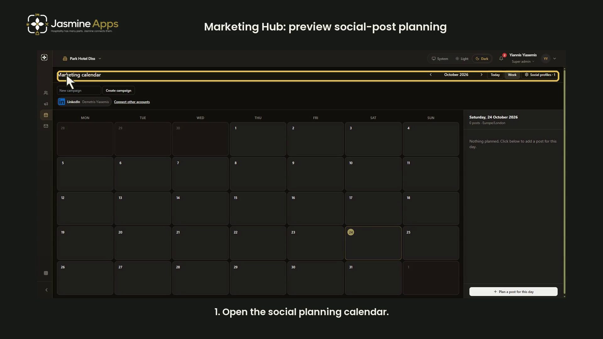 Marketing Hub: preview social-post planning