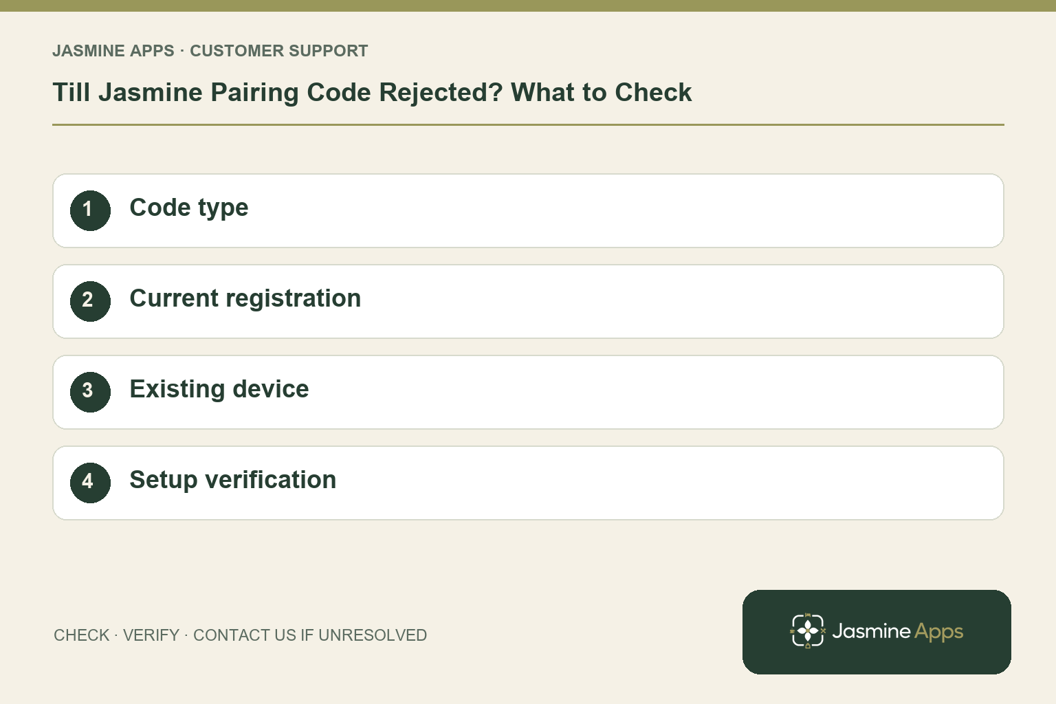 Till Jasmine Pairing Code Rejected? What to Check