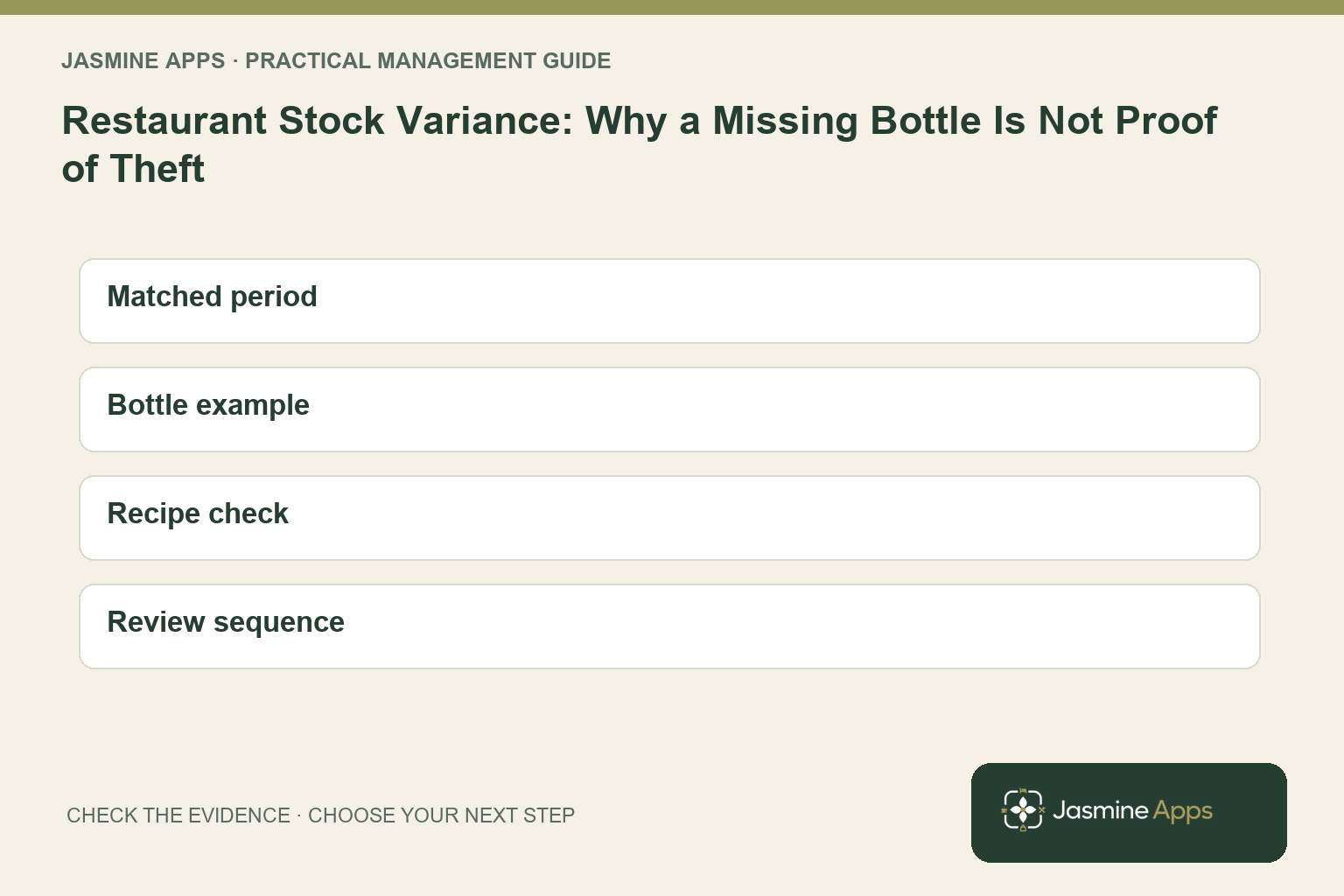 Restaurant Stock Variance: Why a Missing Bottle Is Not Proof of Theft