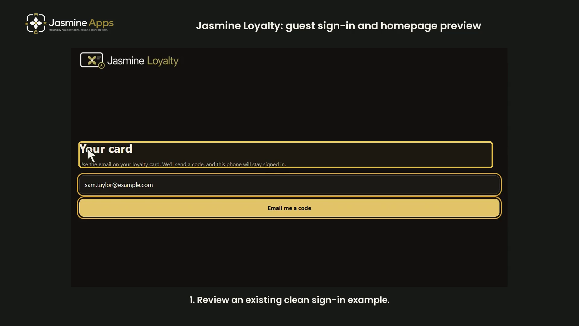 Jasmine Loyalty: guest sign-in and homepage preview