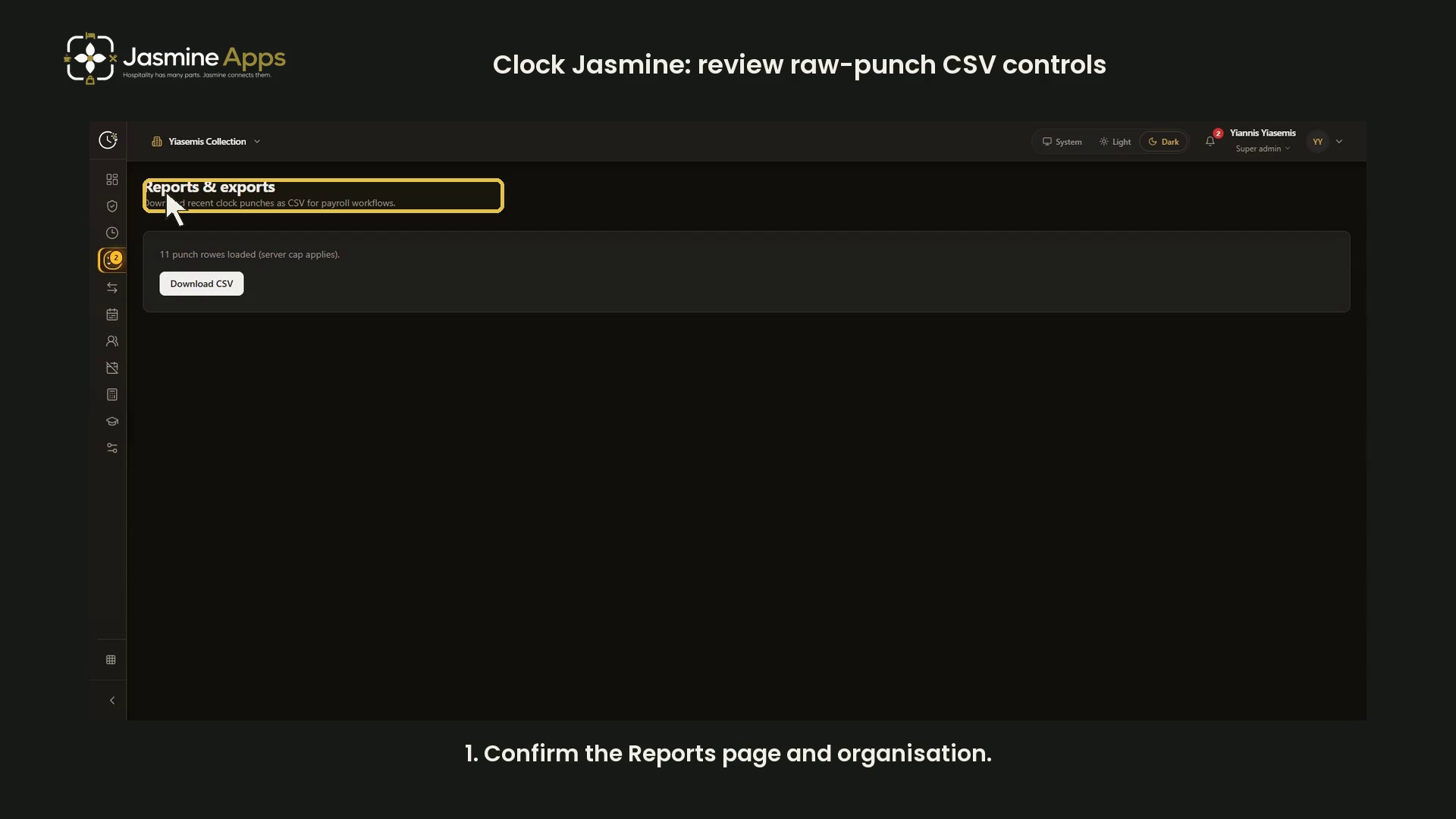 Clock Jasmine: review raw-punch CSV controls